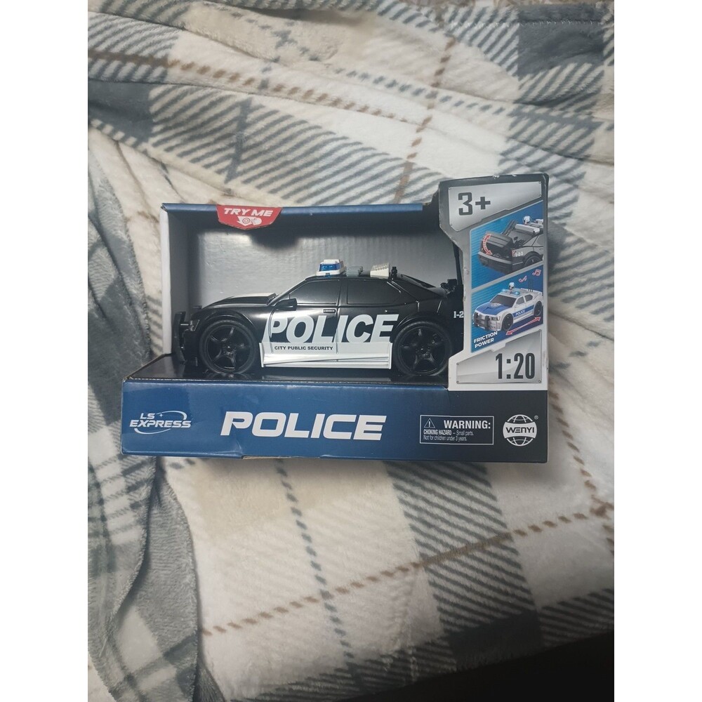 Friction Powered Police Car Toy Rescue Vehicle with Lights and Siren Sounds Car